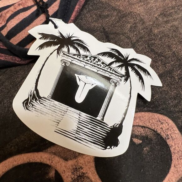 House of the Gods Nirvana Kurt Cobain Tee Women M Peach Stripe Band Y2K NWT - Picture 9 of 11